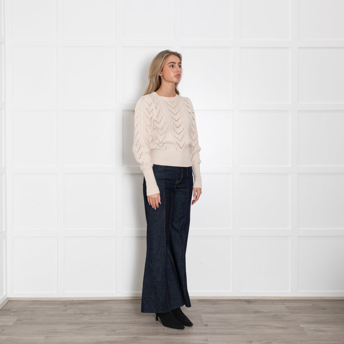 Joie Cream Cable Puff Sleeve Sweater