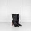 Prada Black Leather High Ankle Boots