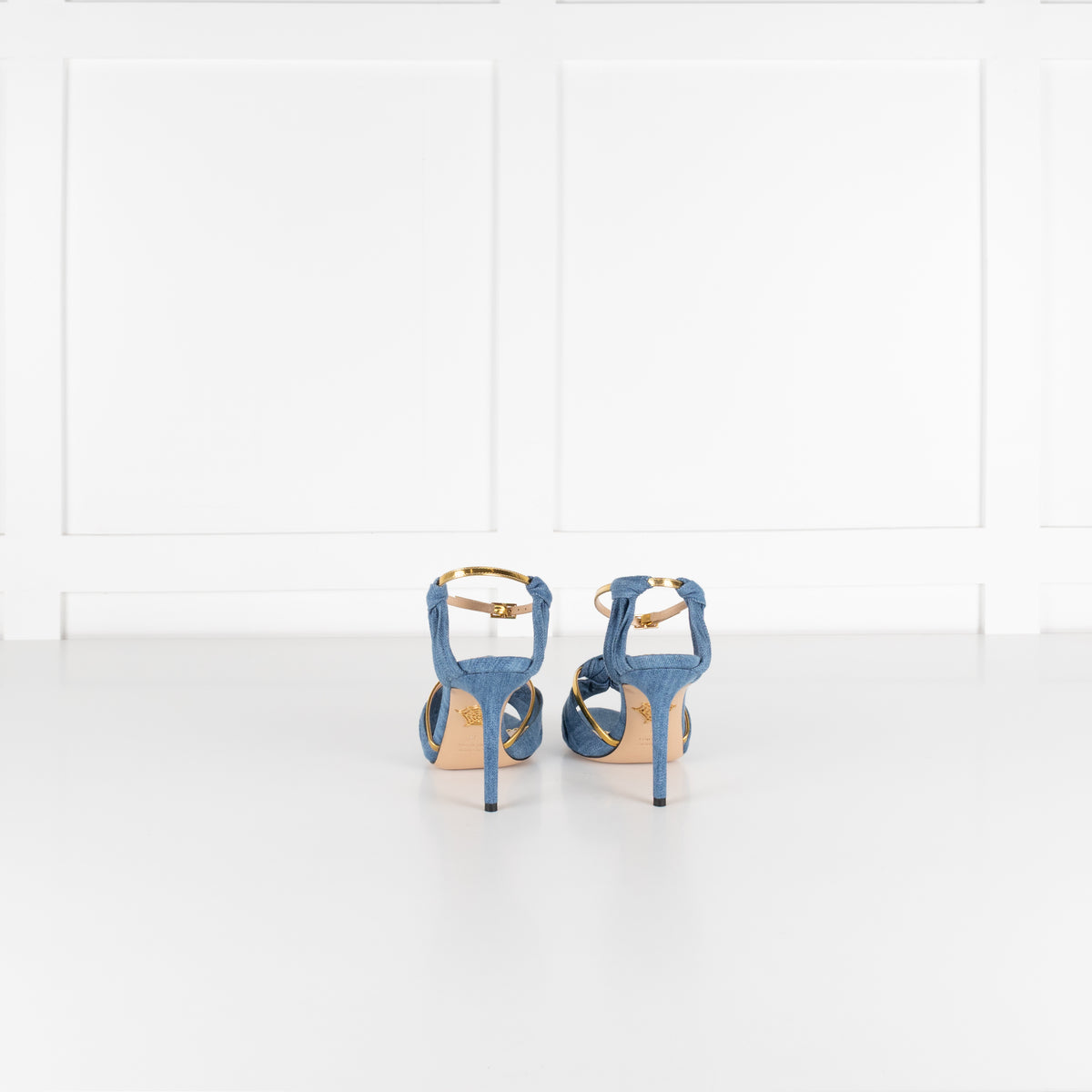 Charlotte Olympia Blue Denim Gold Heeled Sandals