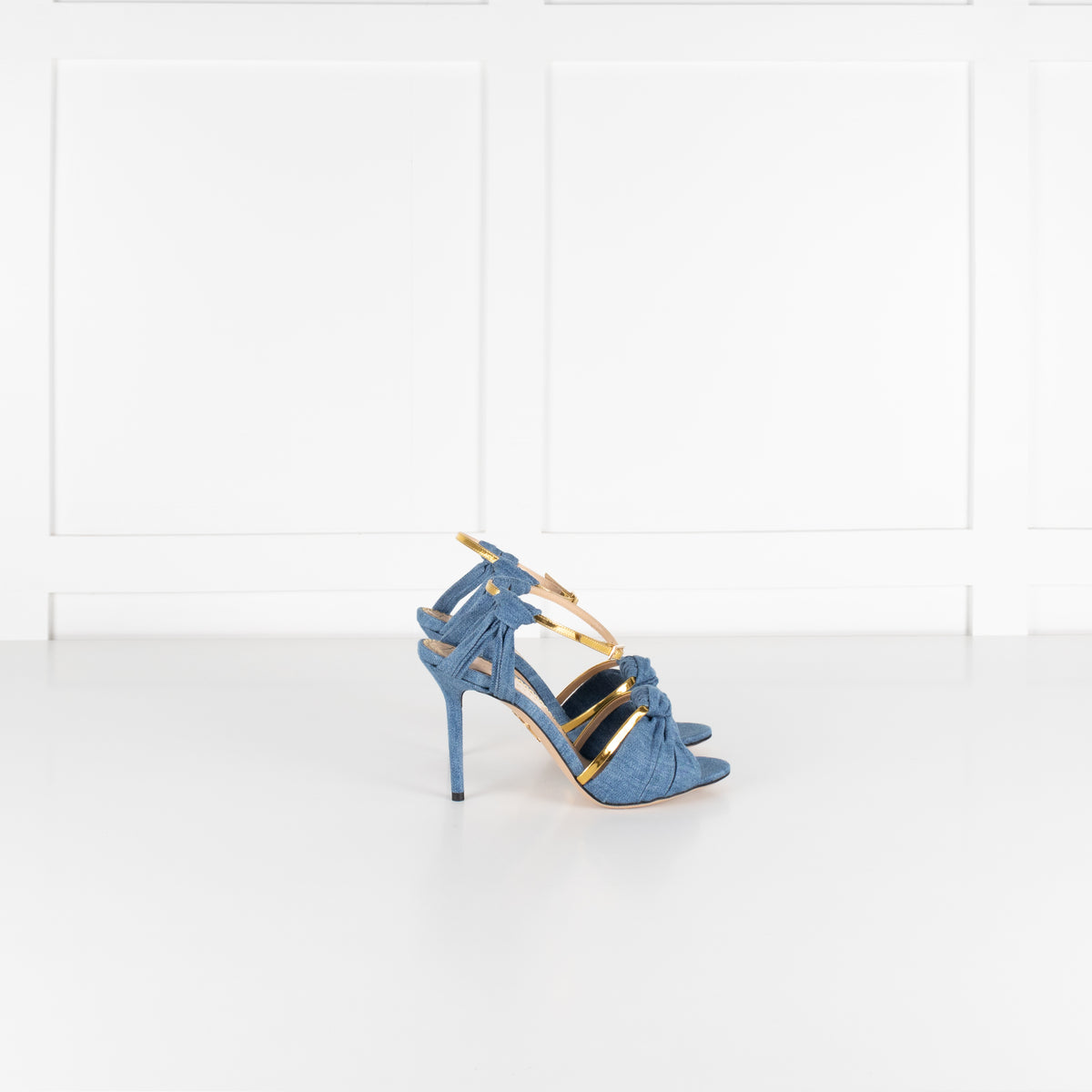 Charlotte Olympia Blue Denim Gold Heeled Sandals