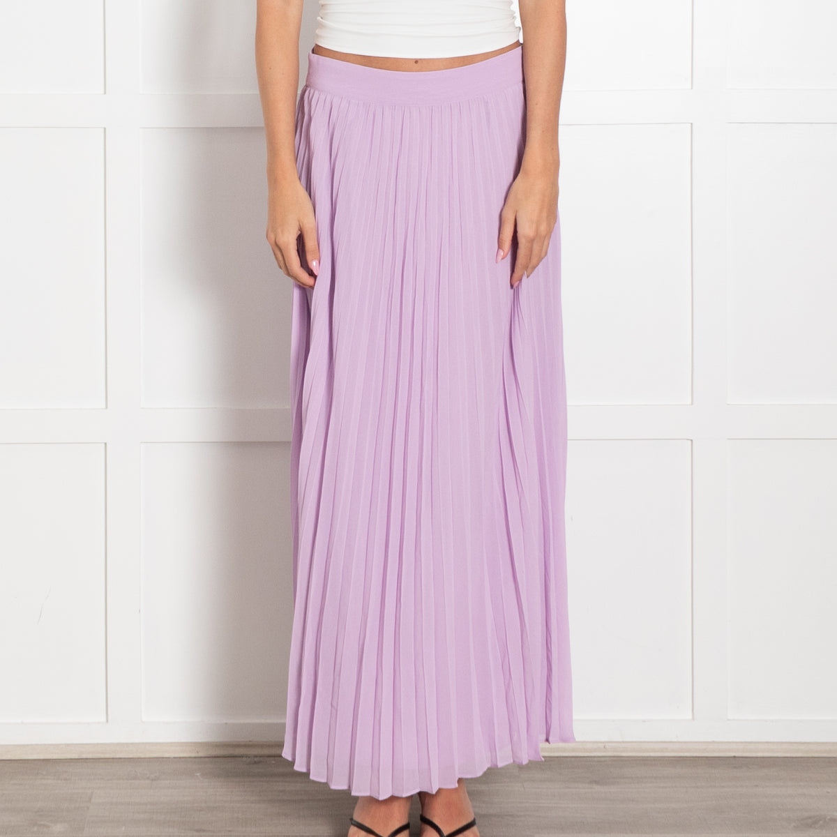Sezane Lilac Pleated Midi Skirt