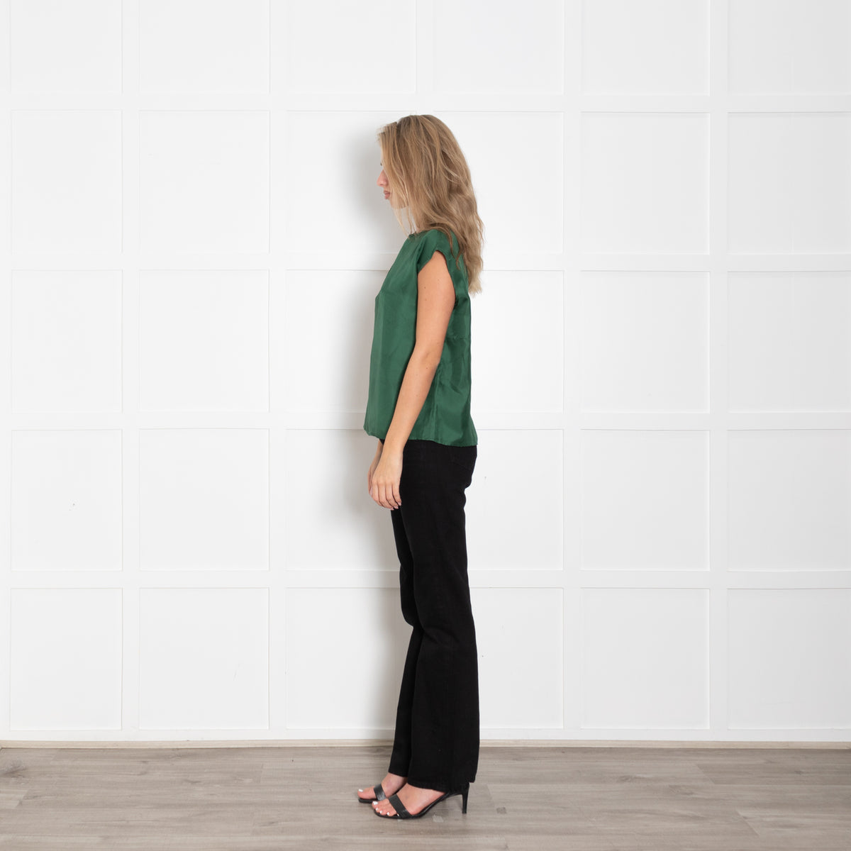 Asceno Green Silk Sleeveless Top