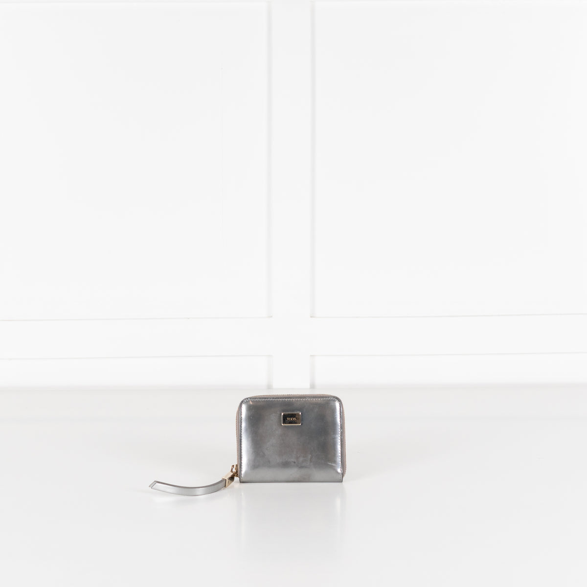 Tod's Silver Patent Leather Small Wallet