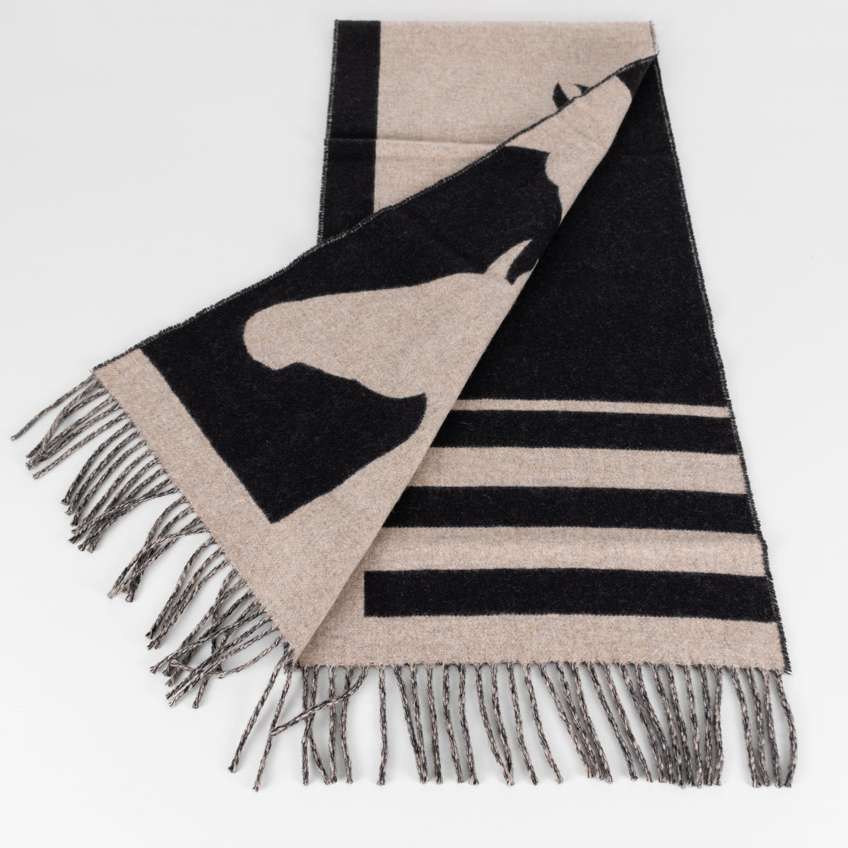 Hermes Beige Black Casaque Love Story Scarf