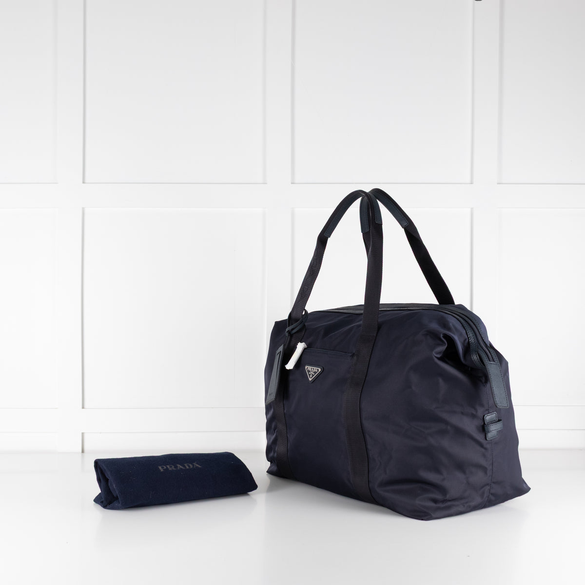 Prada Navy Re-Nylon and Saffiano Leather Duffle Bag