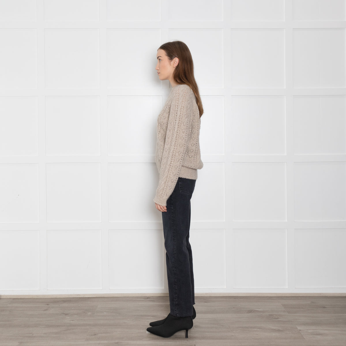 Doen Beige Cable Knit Patterned Jumper