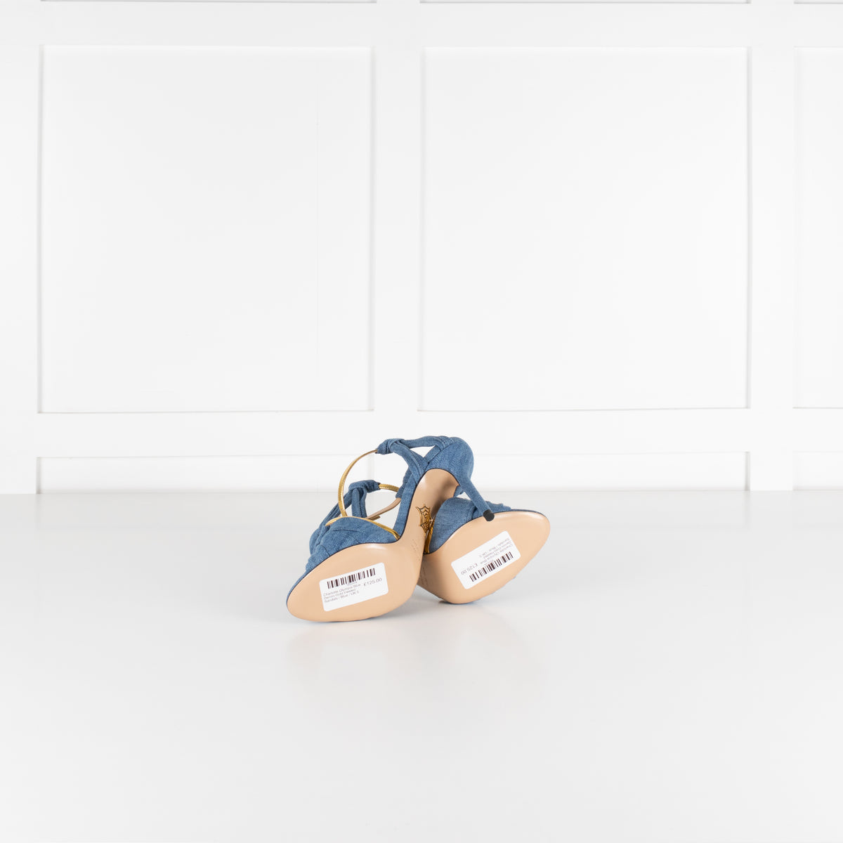 Charlotte Olympia Blue Denim Gold Heeled Sandals