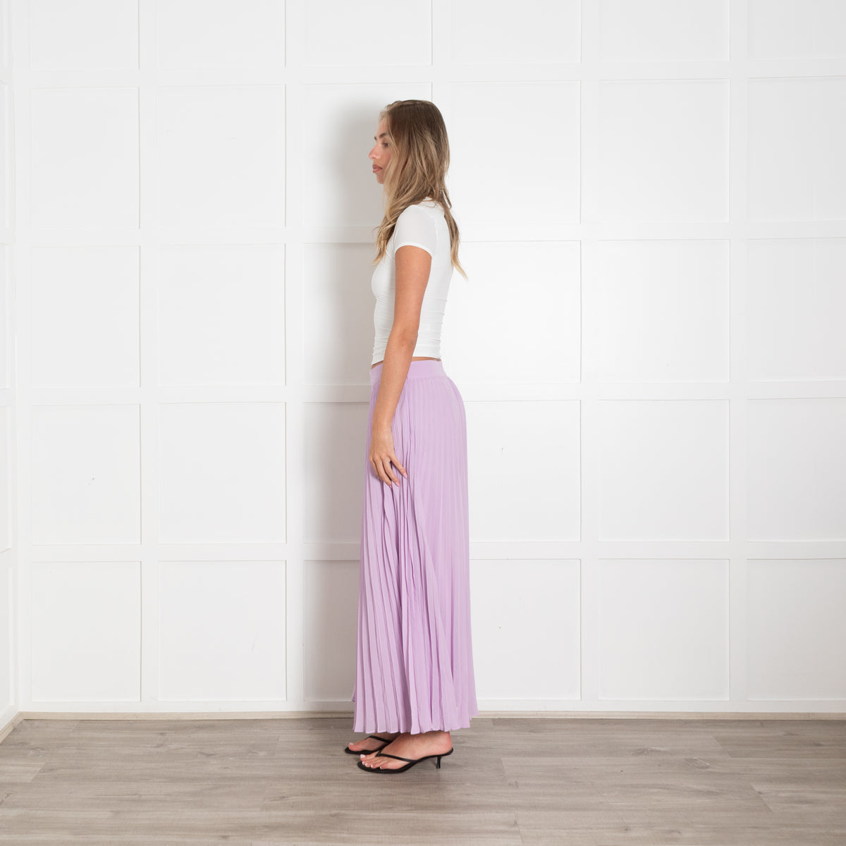 Sezane Lilac Pleated Midi Skirt