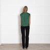 Asceno Green Silk Sleeveless Top