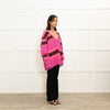 Acne Studios Bright Pink Coral Brown Wool Stripe Cardigan