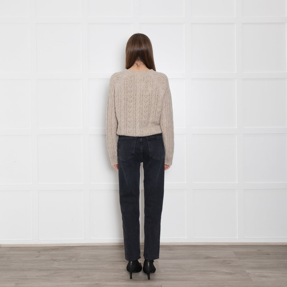 Doen Beige Cable Knit Patterned Jumper
