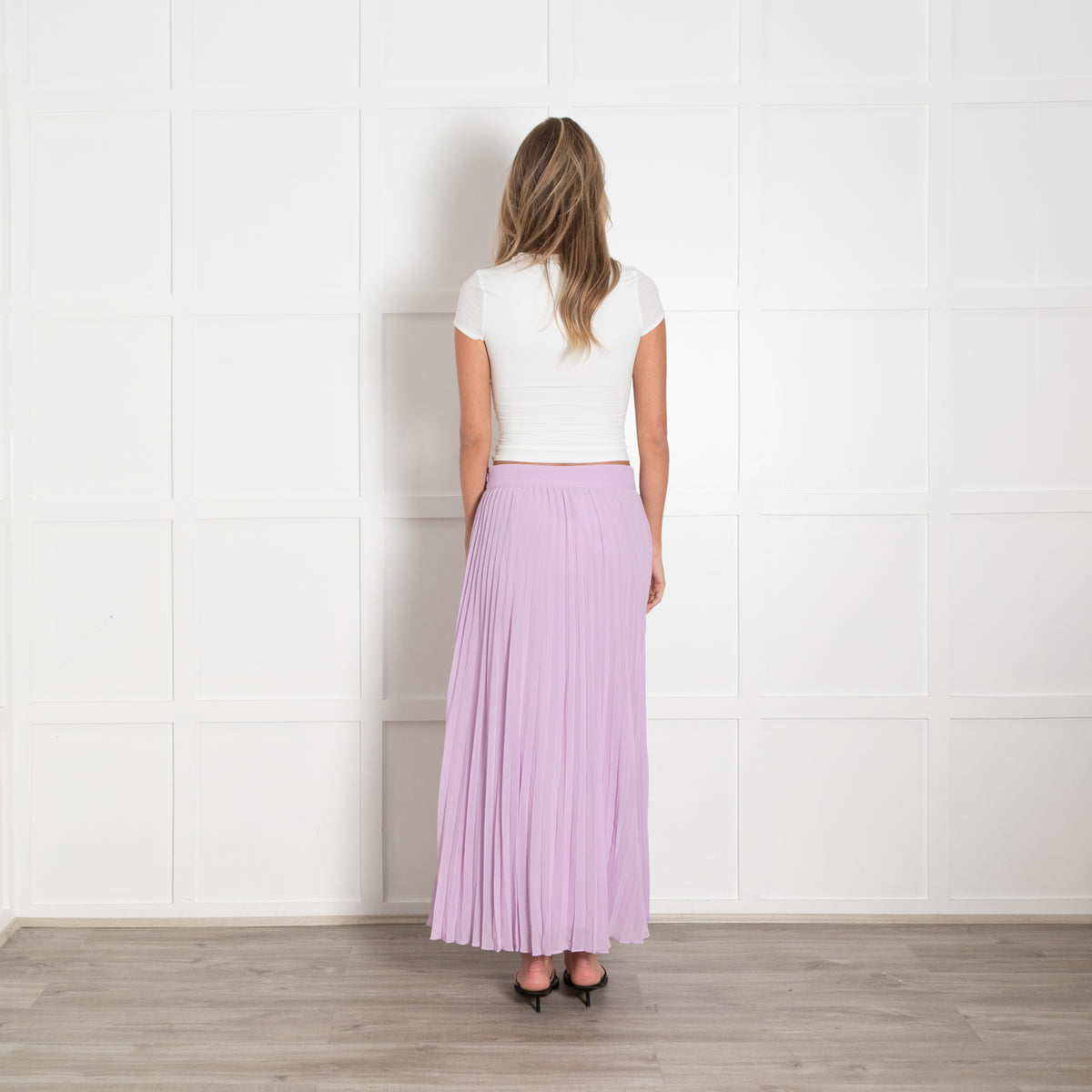 Sezane Lilac Pleated Midi Skirt