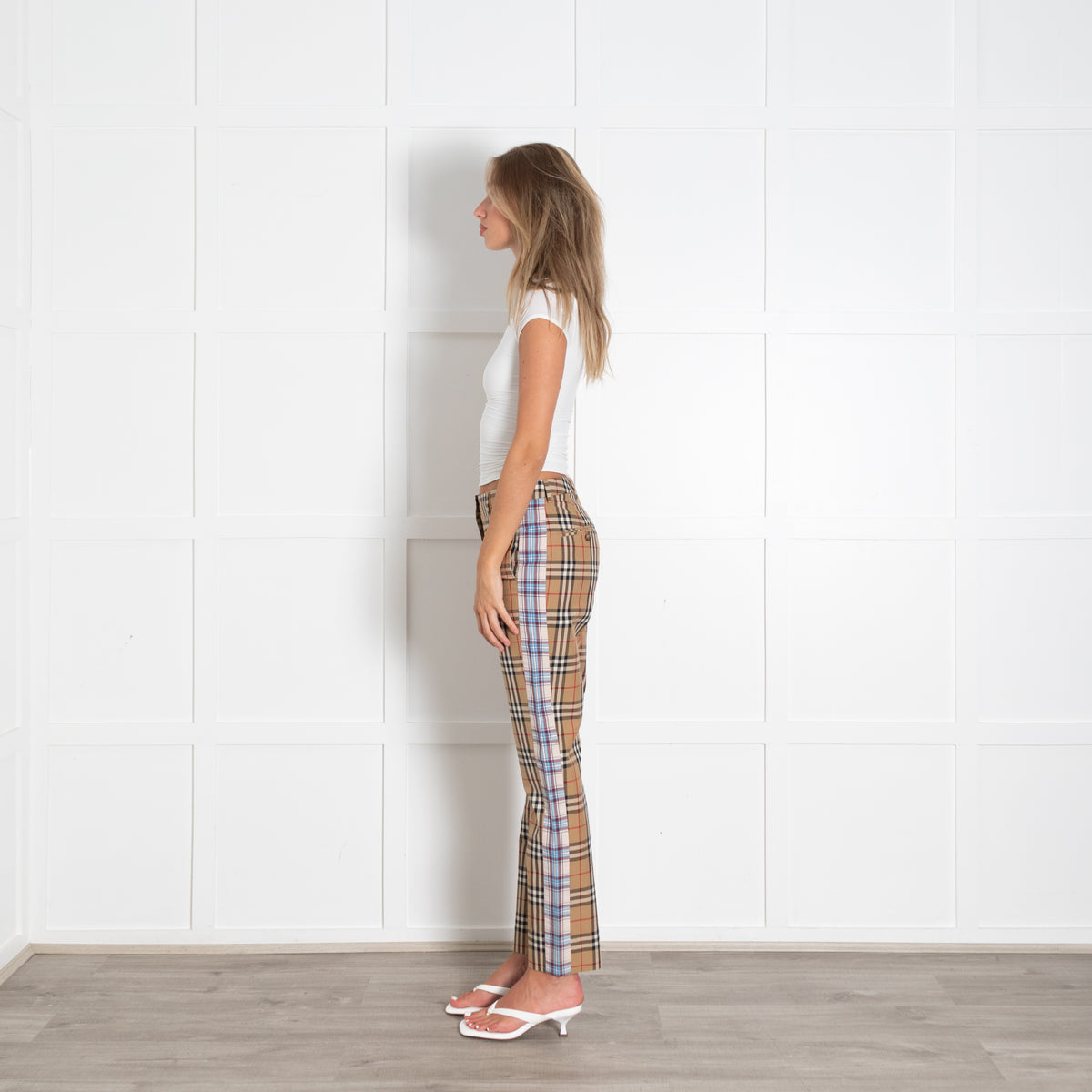 Burberry Beige Blue Nova Check Trousers