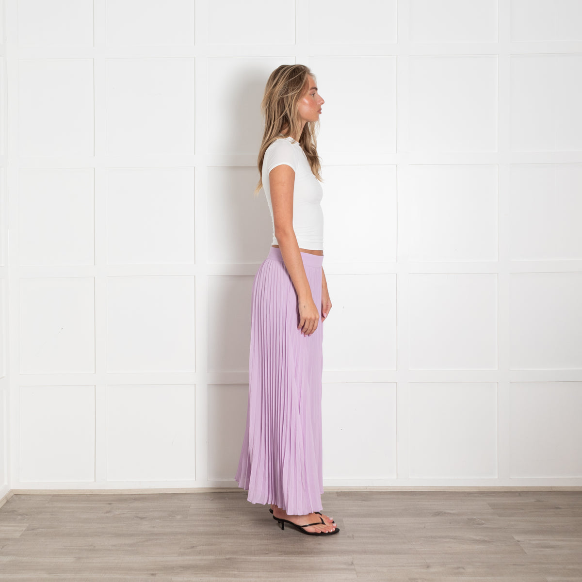Sezane Lilac Pleated Midi Skirt