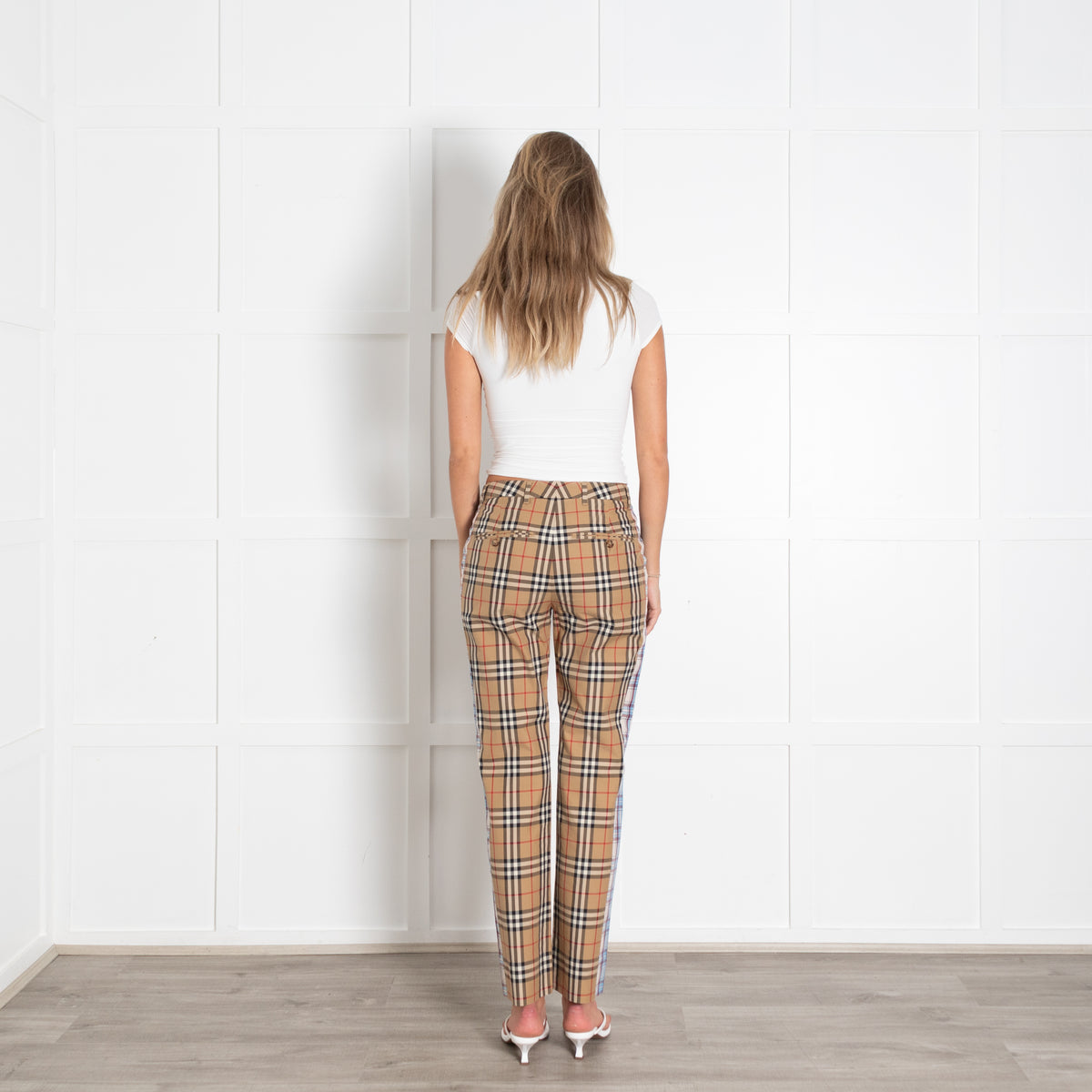 Burberry Beige Blue Nova Check Trousers