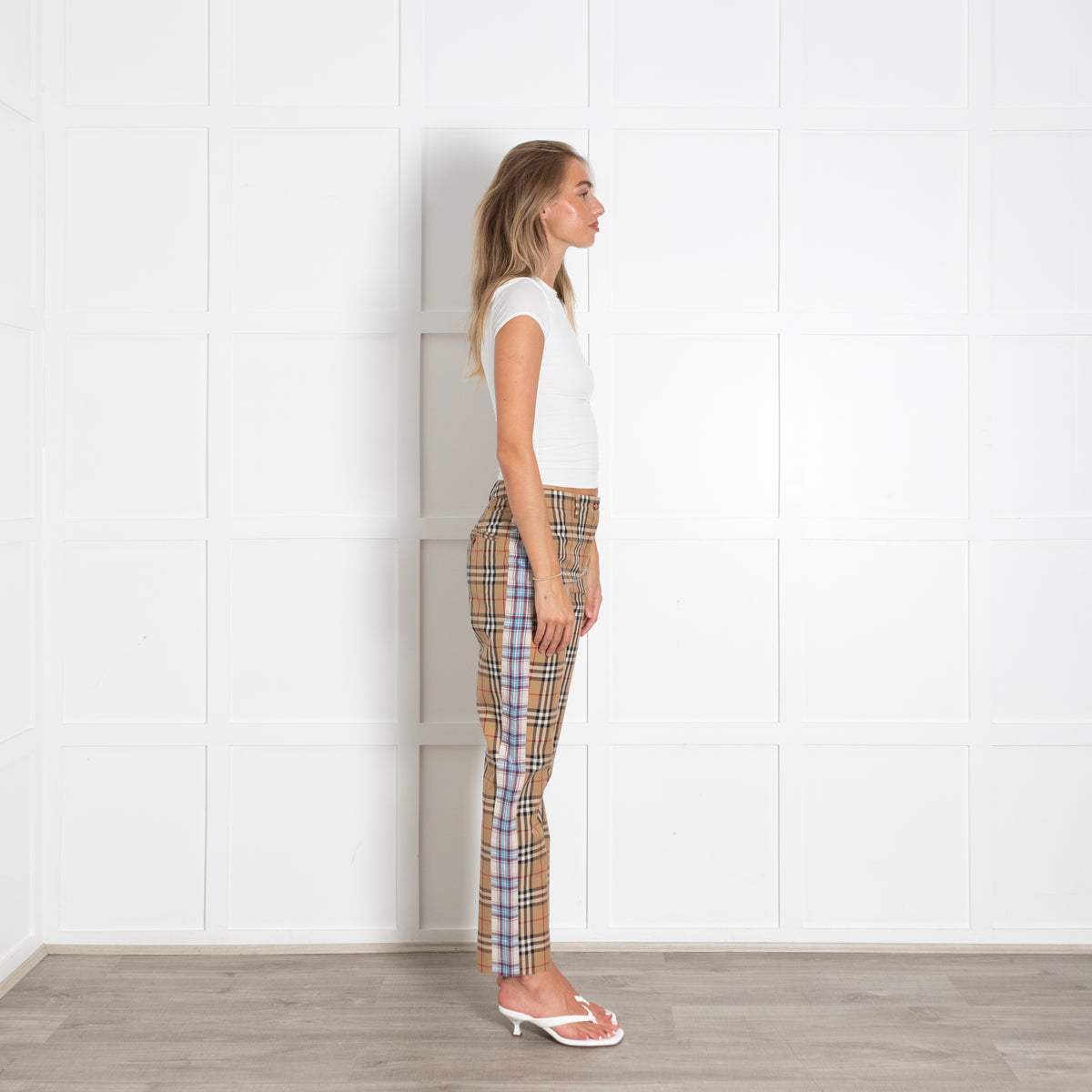 Burberry Beige Blue Nova Check Trousers