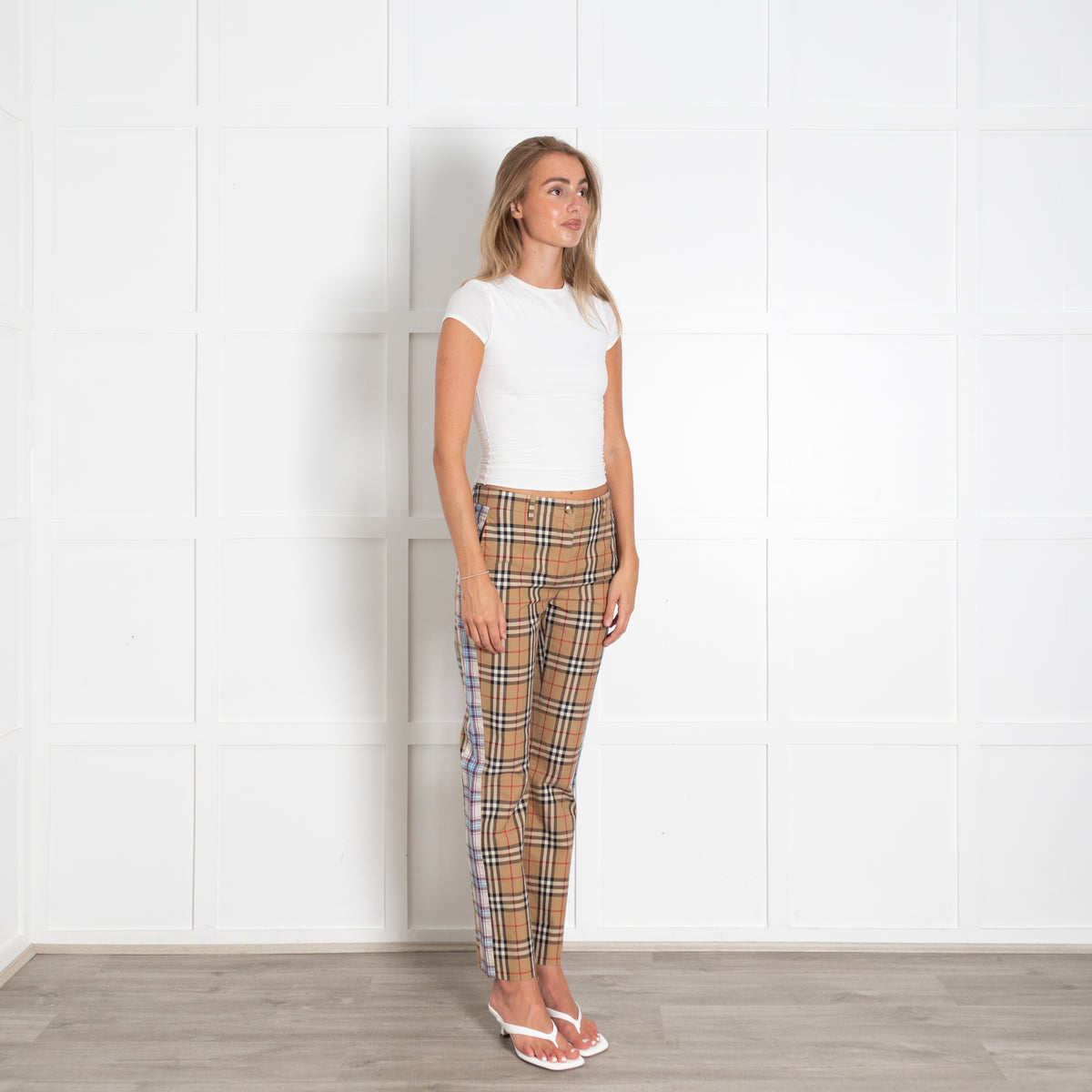 Burberry Beige Blue Nova Check Trousers