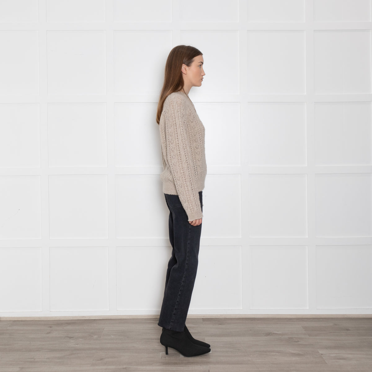 Doen Beige Cable Knit Patterned Jumper