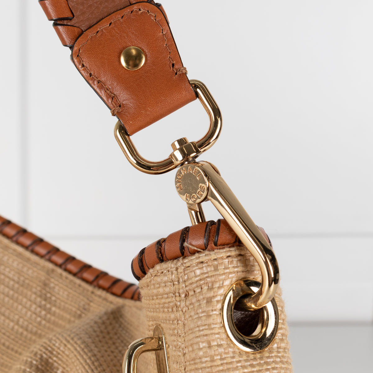 Michael by Michael Kors Hessian Bag With Tan Leather Handle and Tassle