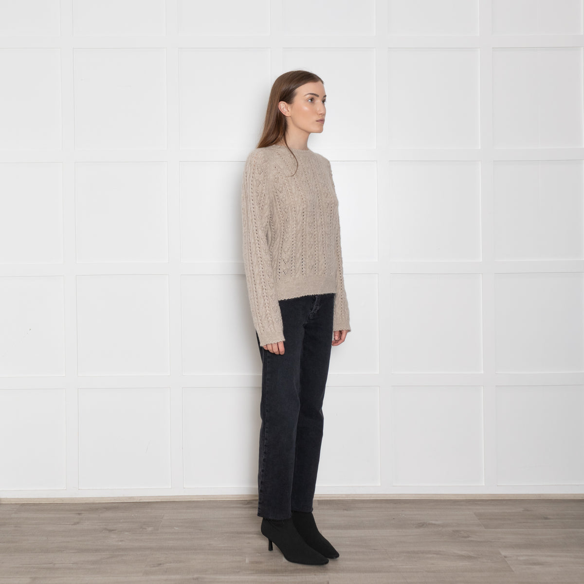 Doen Beige Cable Knit Patterned Jumper