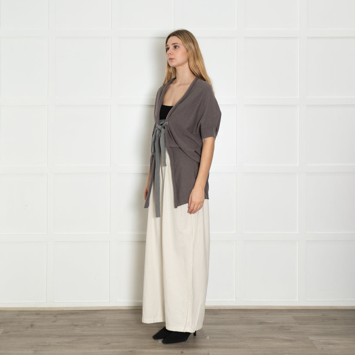 Brunello Cucinelli Taupe Cashmere Gilet with Belt