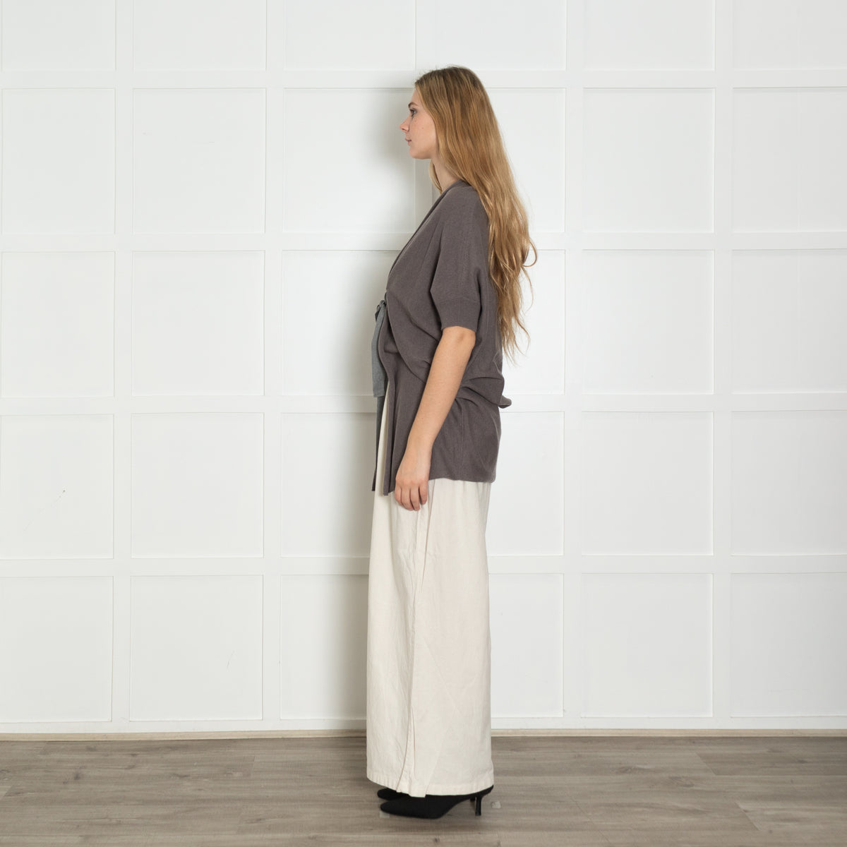 Brunello Cucinelli Taupe Cashmere Gilet with Belt