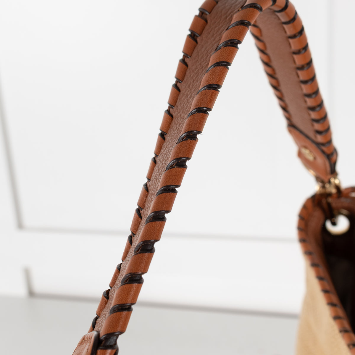 Michael by Michael Kors Hessian Bag With Tan Leather Handle and Tassle