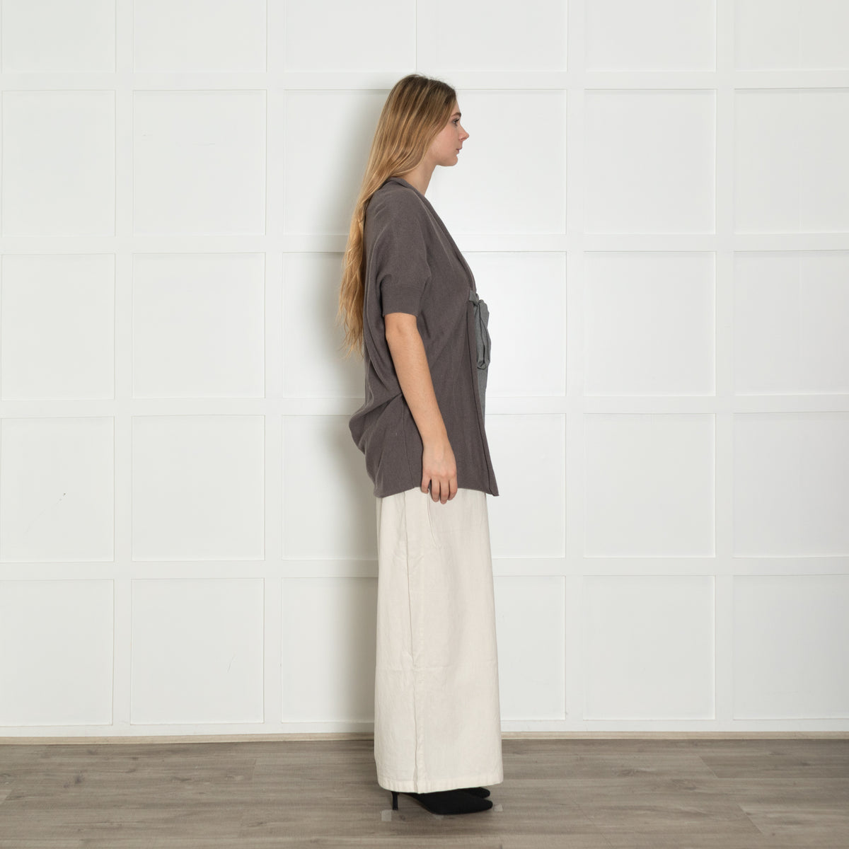 Brunello Cucinelli Taupe Cashmere Gilet with Belt