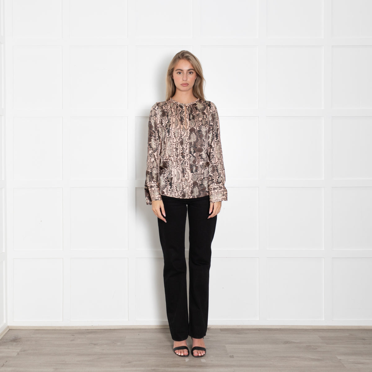 Dea Kudibal Pink Snakeskin Stretch Silk Blouse