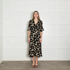 Ba&sh Black Cream Yellow Floral Button Up Front Dress