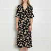 Ba&sh Black Cream Yellow Floral Button Up Front Dress