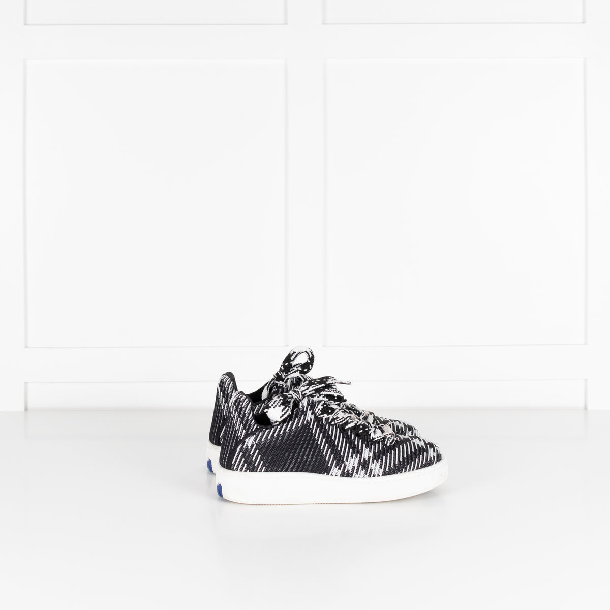 Burberry Black White Check Knit Box Trainers