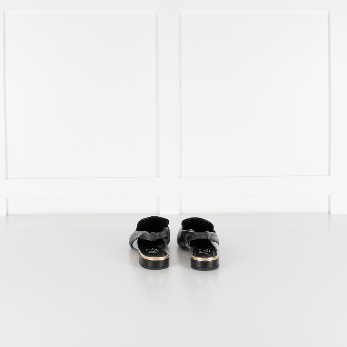 Agl Black Leather Slingbacks