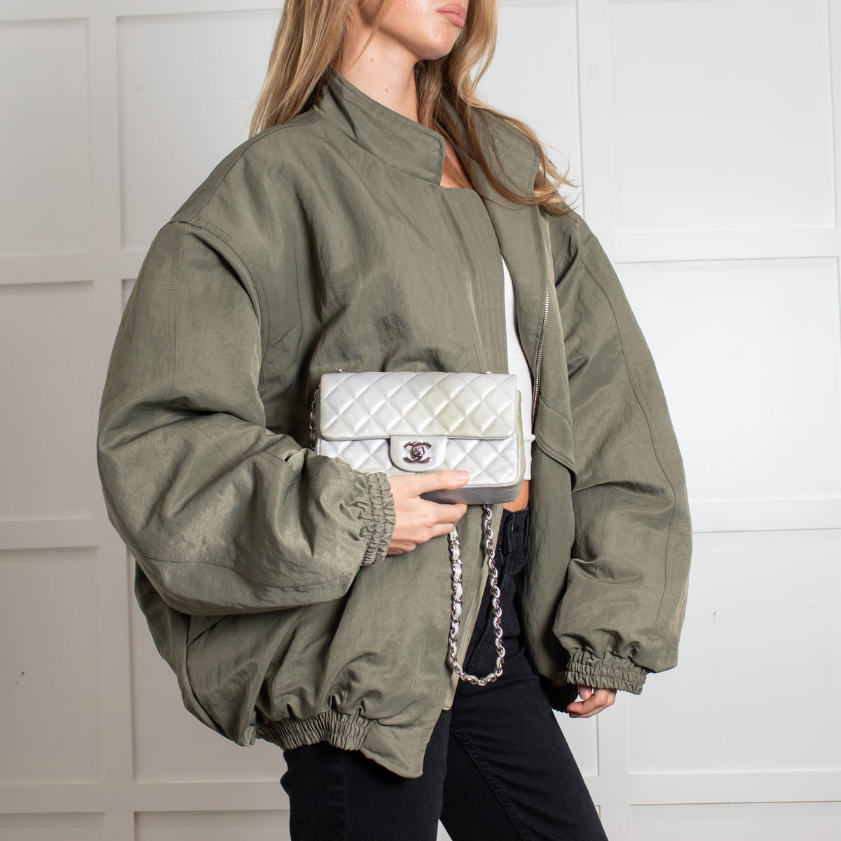 Chanel Green and Silver Limited Edition Mini Flap