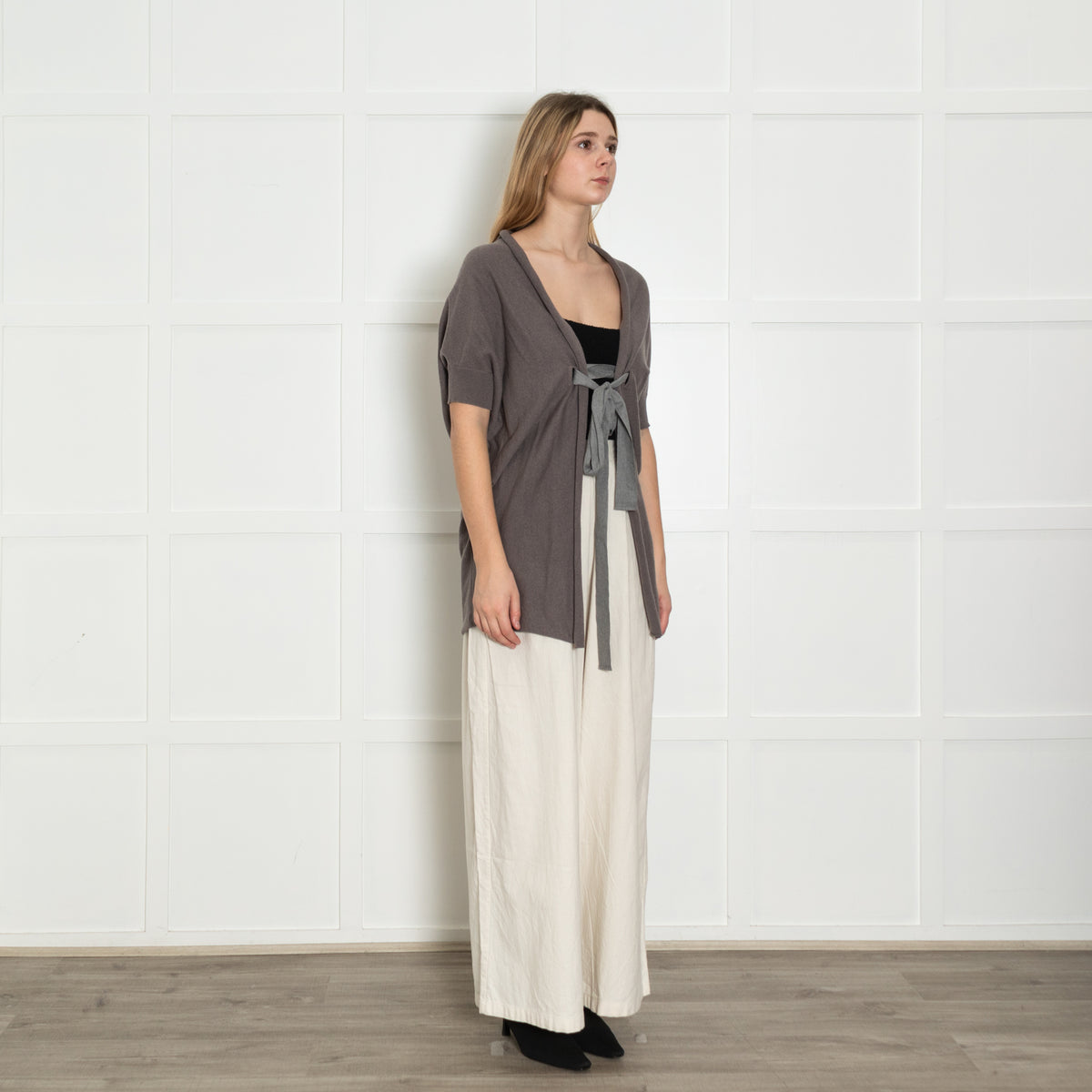 Brunello Cucinelli Taupe Cashmere Gilet with Belt