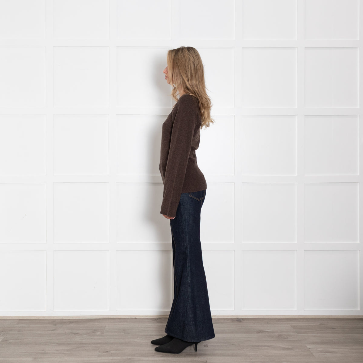 Wiggy Kit Brown Cashmere Square Neck Sweater