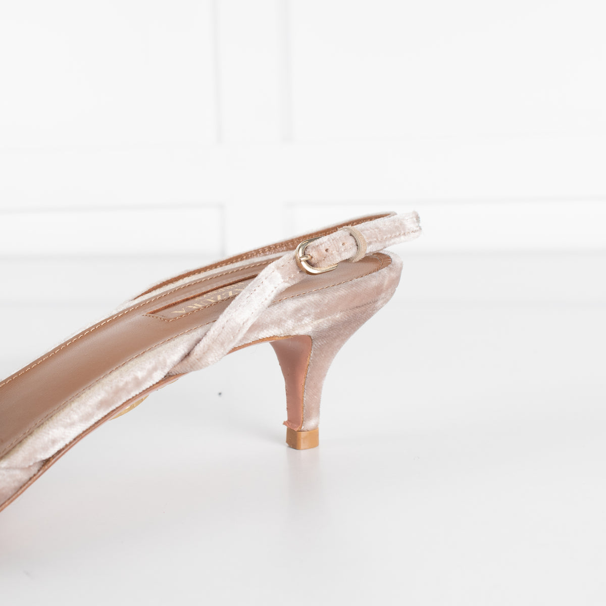 Aquazzura Beige Velvet Powder Puff Slingbacks