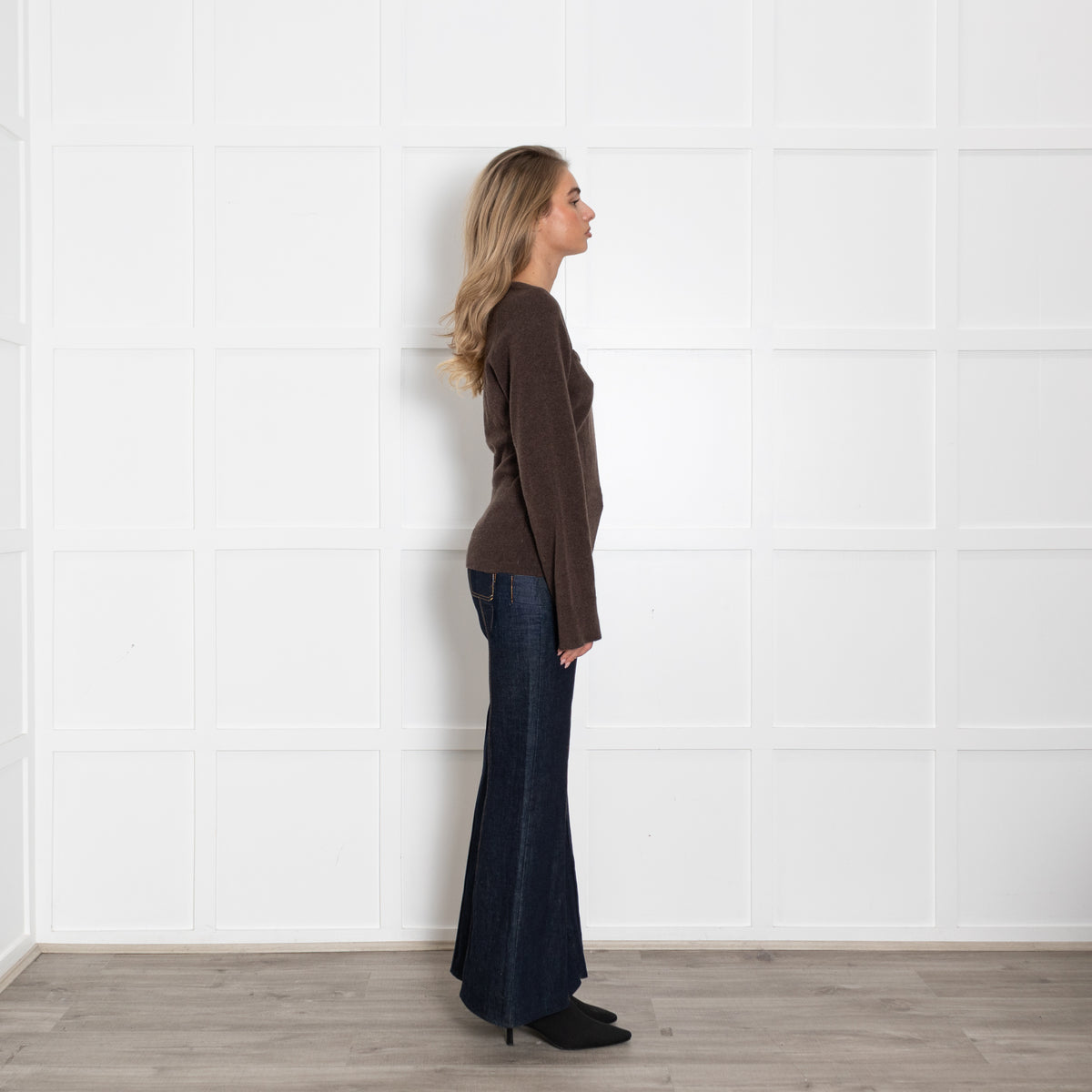 Wiggy Kit Brown Cashmere Square Neck Sweater