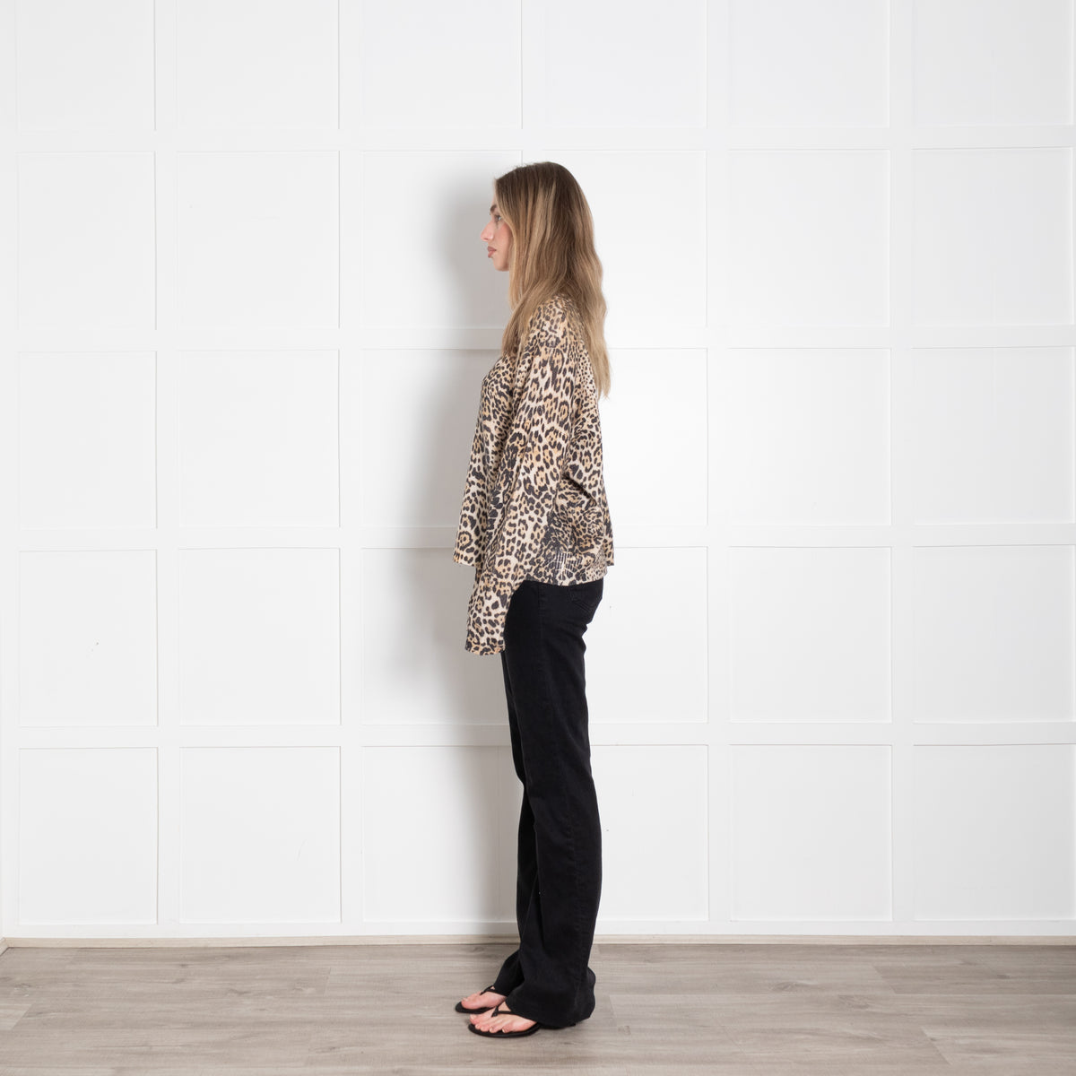 Zadig & Voltaire Preloved Cream Brown Animal Print V-Neck Cashmere Sweater