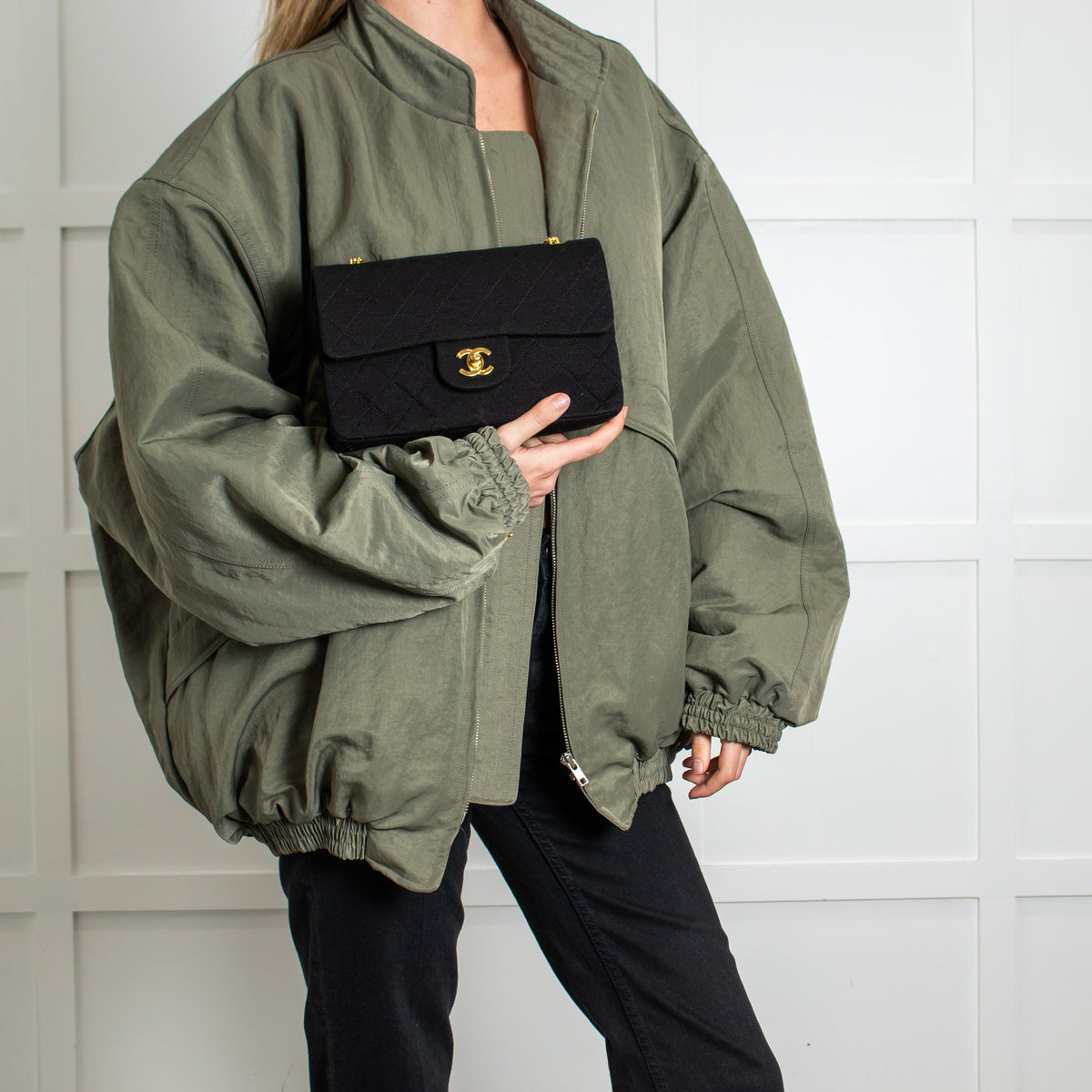 Chanel Black Jersey Small Double Flap