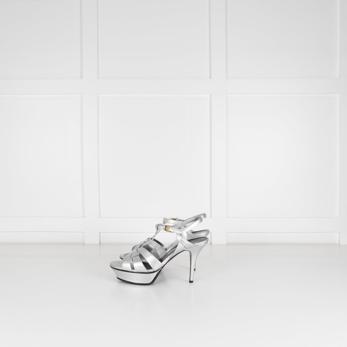 Saint Laurent Silver Leather Tribute Sandals