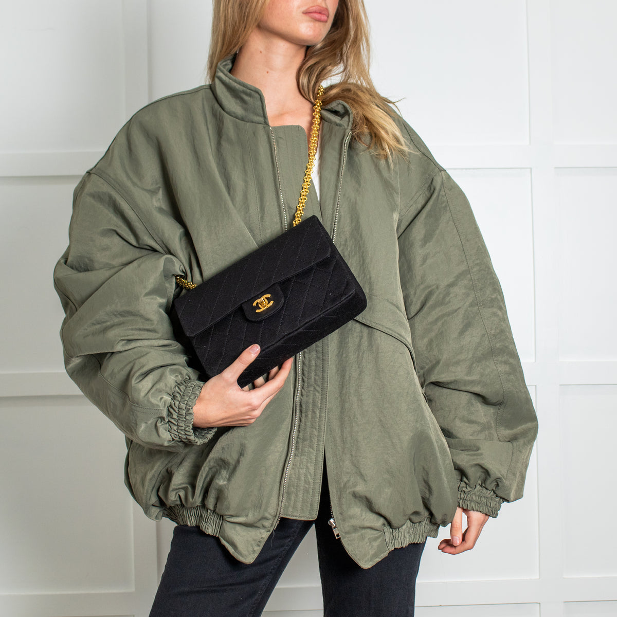 Chanel Black Jersey Small Double Flap