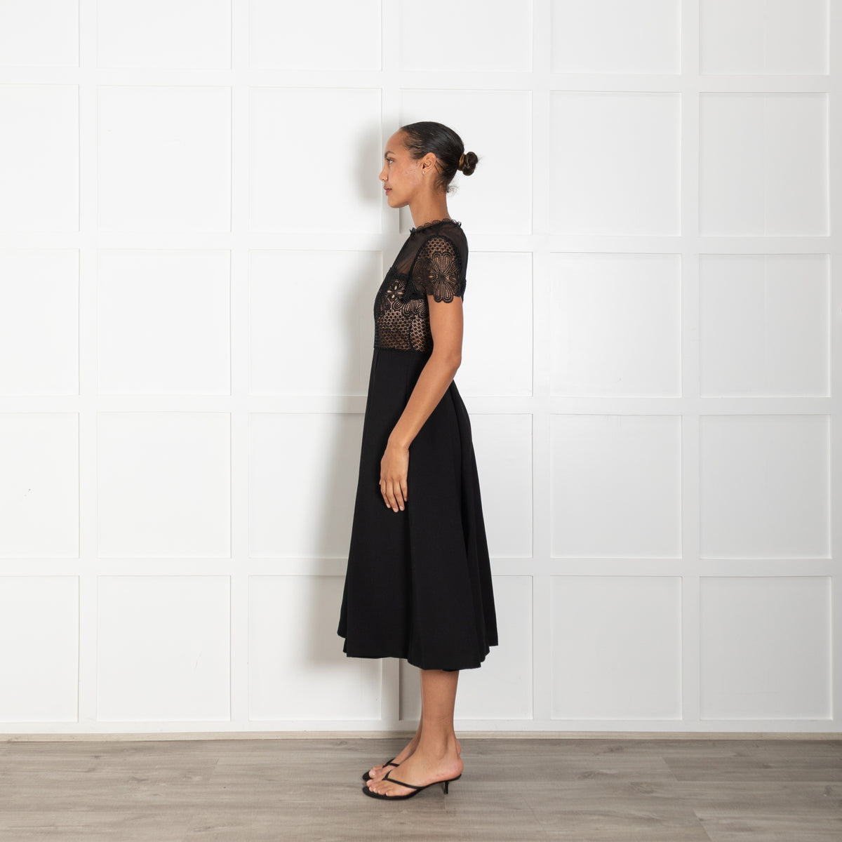 Self-Portrait Black Lace & Net Top Dress With Pockets