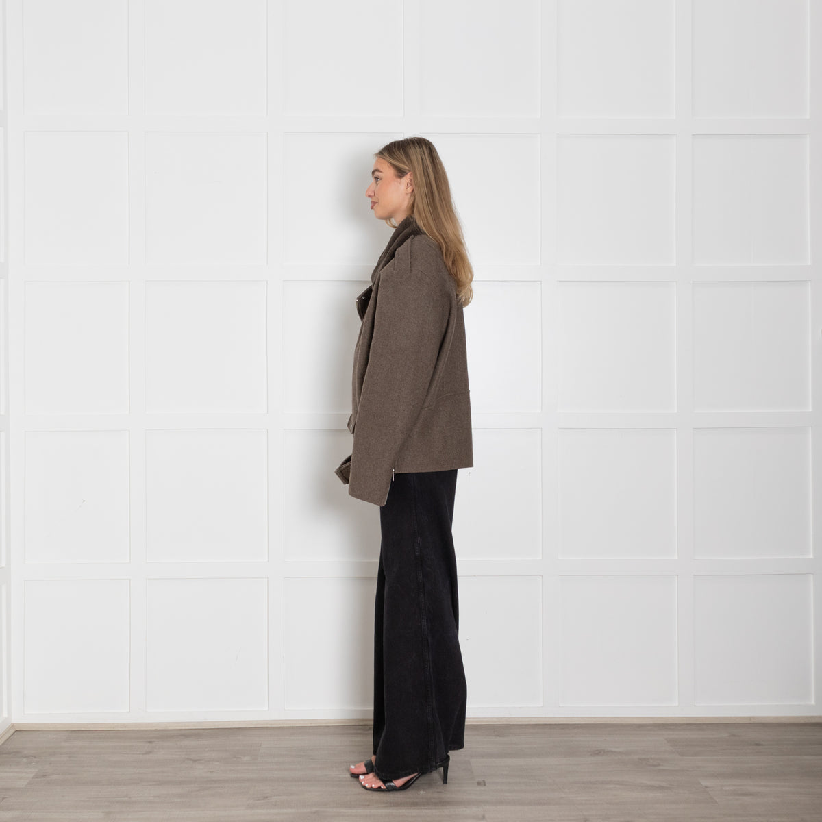 All Saints Mard Brown Wool Blend Biker Jacket