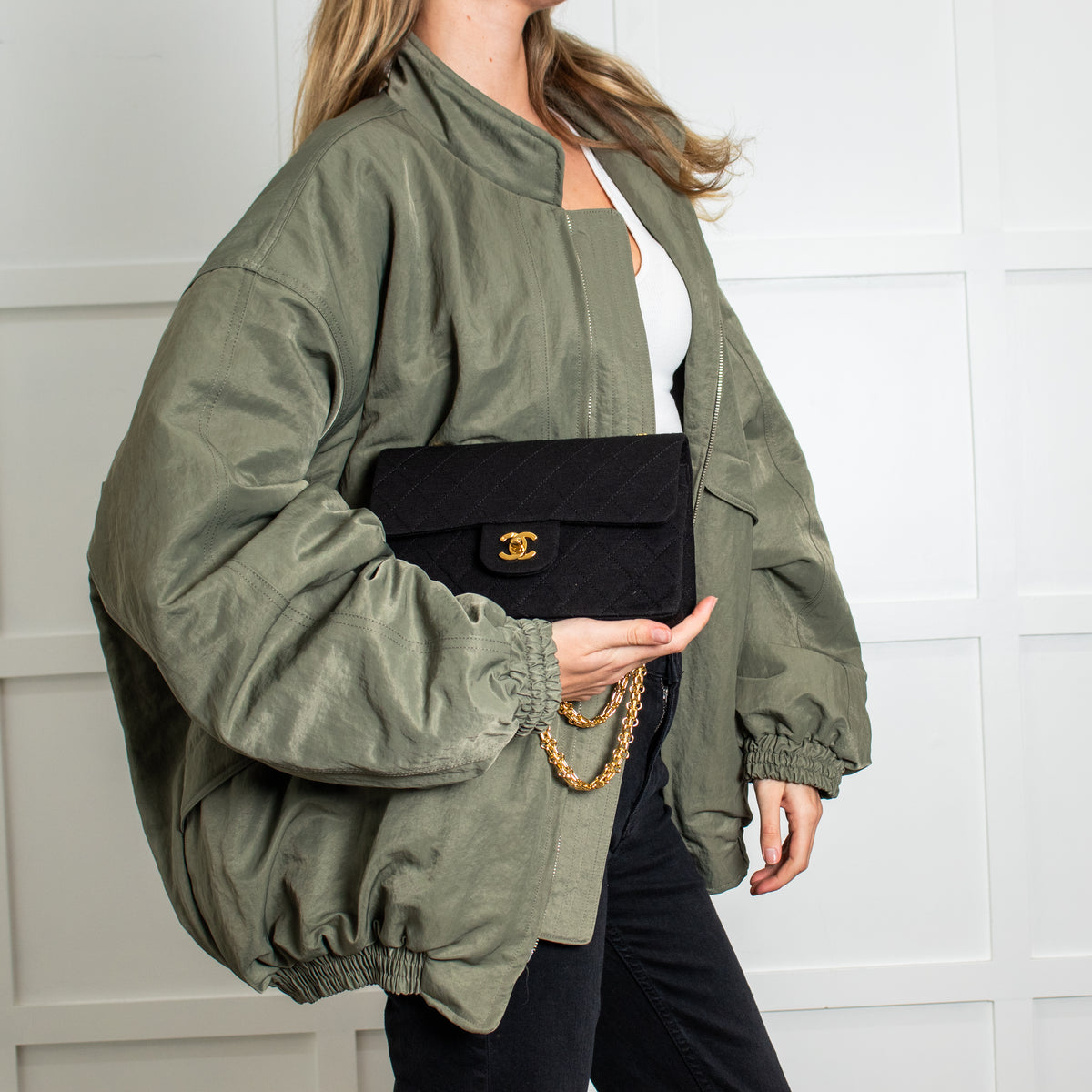 Chanel Black Jersey Small Double Flap