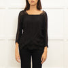 Sandro Black Lace Trim V-Neck Top