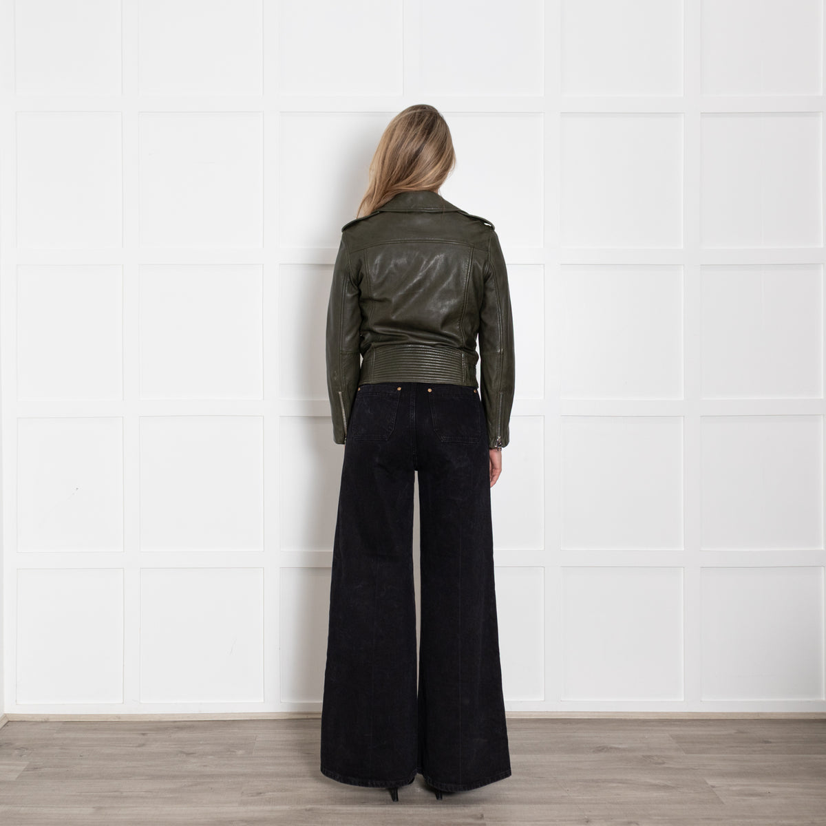 Zadig & Voltaire Khaki Leather Biker Jacket