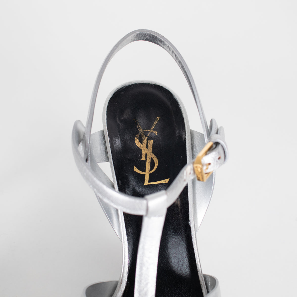 Saint Laurent Silver Leather Tribute Sandals