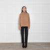 Van Kukil Camel Cashmere Funnel Neck Jumper