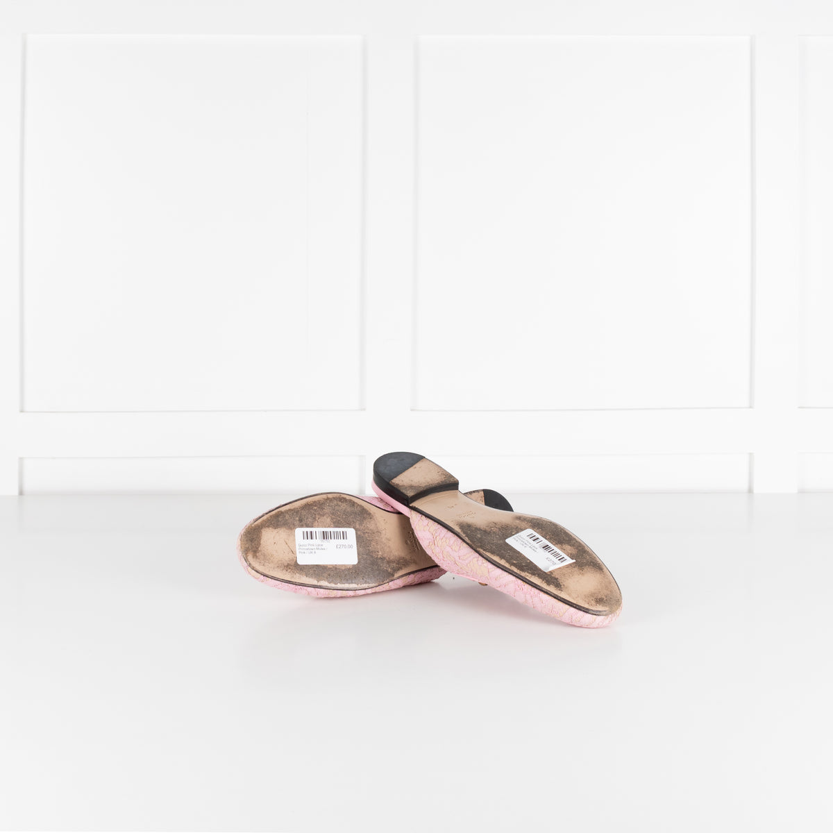 Gucci Pink Lace Princetown Mules